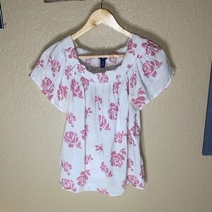 GAP Pink and White Floral Blouse